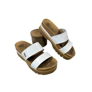 Reef Cushion Vista Hi Sandals White/Brown -Cork Women’s Size 7 -Summer Wear -EUC